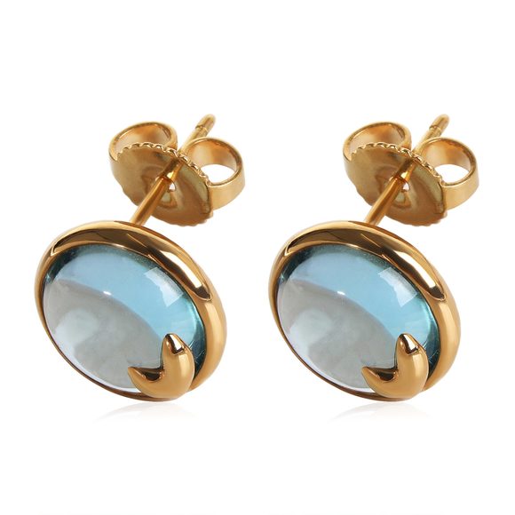Tiffany & Co. Paloma Picasso Olive Leaf Blue Topaz Earrings in 18k Yellow Gold - Picture 2 of 4
